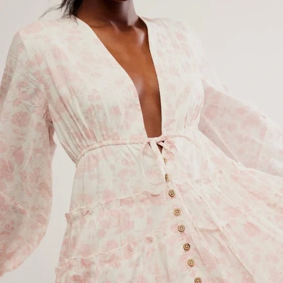 FREE PEOPLE Pappiet Midi Dress in Femme Combo S - Picture 2 of 9